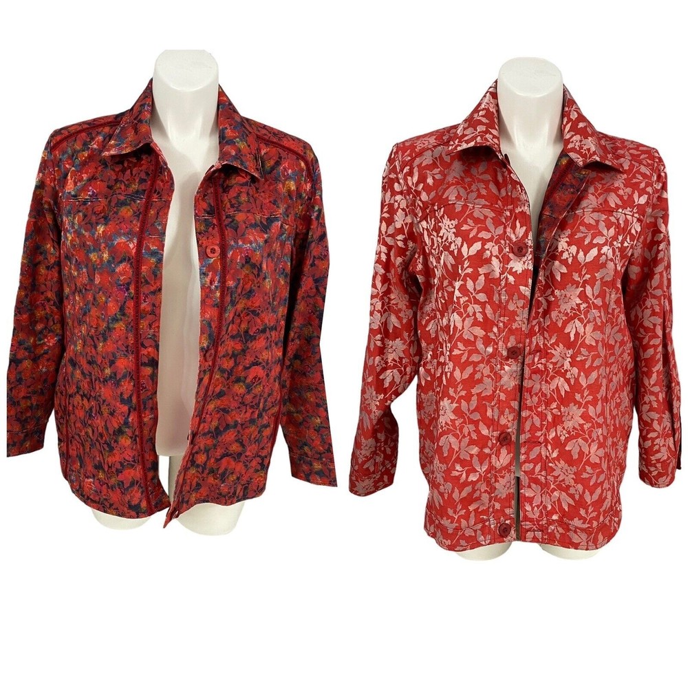 Coldwater Creek Blazer Womens 2X Reversible Jacket Harvest Work Office Red Fall
